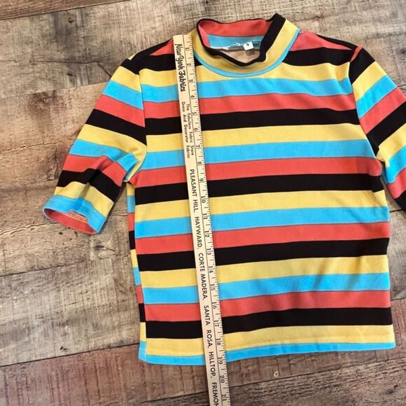 Walter Baker Amberlynn Mod Stripe Mock Neck Knit Top Small Retro - Picture 8 of 10